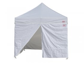 Side-panels for scissors tents