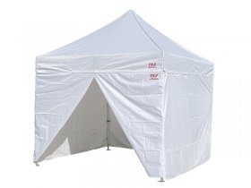 Side-panels for scissors tents