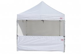 Semi side-panel for scissors tents