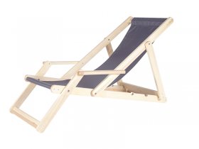 Wooden deckchair with an armrest