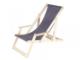 Wooden deckchair with an armrest