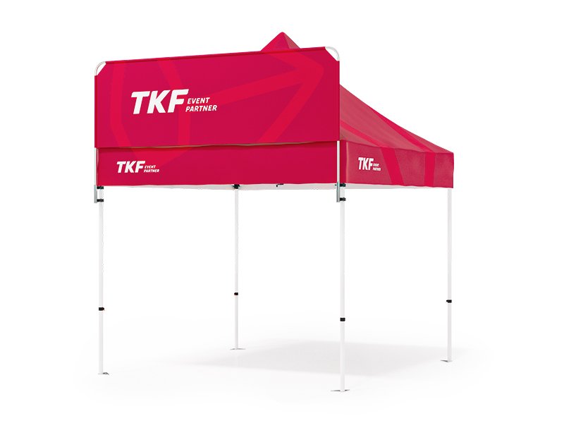 Printed banner that can be assembled above the tent roof collar to boost the eye-catching effect